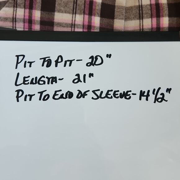 Nori Women's Pink & Brown Plaid Button Front Cropped Puff Sleeve Jacket Size LG - Picture 10 of 10